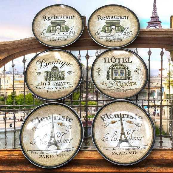 Lot 6 x Vintage Y2K Pier 1 Imports Appetizer Plates Paris French VIP Landmarks - Picture 1 of 7
